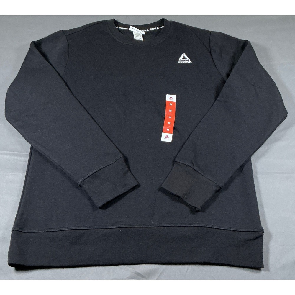 Reebok Womens CVC M Fleece Crew Sweatshirt Black Delta Pullover REM243FC11FA002